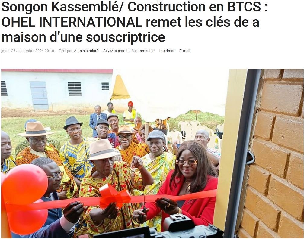 REMISE DE CLe maison BTCS réalisé par OHEL INTERNATIONAL